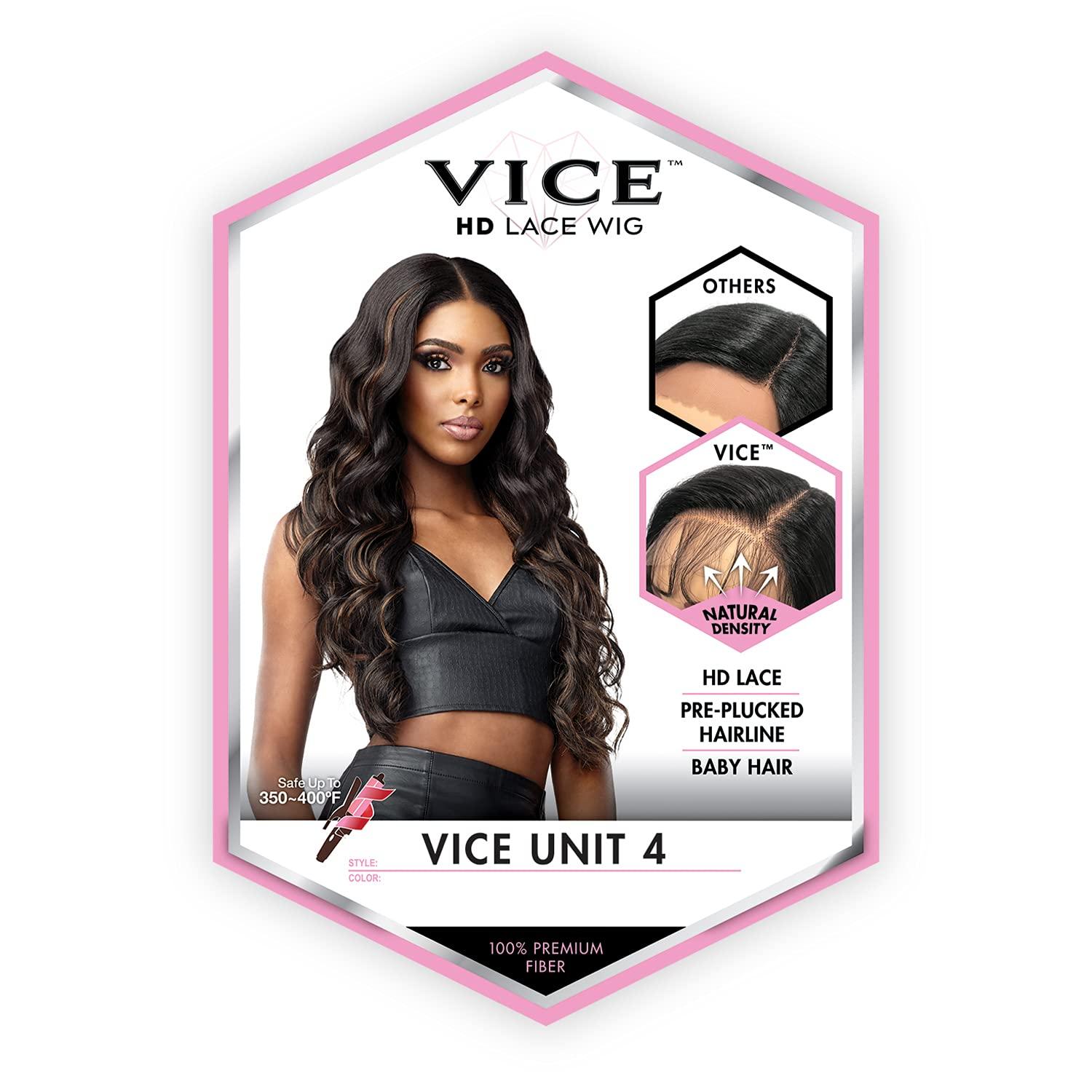Sensationnel Sensationnel Vice lace front wigs - unit 4 5 inch Deep part synthetic preplucked hairline (1 JETBLACK)