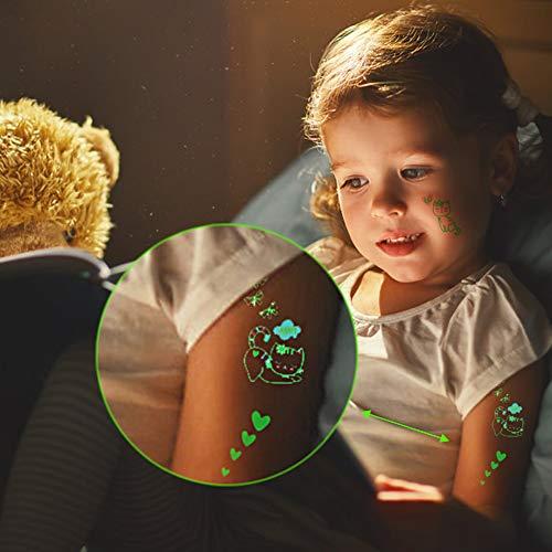 Fanoshon Fanoshon Cat Face Tattoos Temporary for Kids, 12 Sheets Small Halloween Glow in the Dark Cat Paw Kitten Waterproof Body Stickers Birthday Party Favor Goody Bag Fillers,Cartoon Pet Tattoo Sticker Set