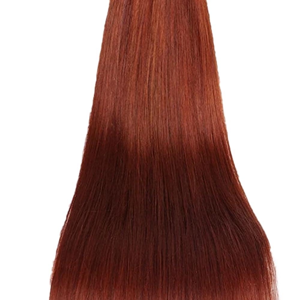HuxoWax 30 32 34 Inch Copper Red Bundles Color #33 Straight Human Hair Bundles Brazilian Virgin Hair 3 Bundles Copper Brown Straight Bundles Human Hair Reddish Brown Bundles Hair Weave