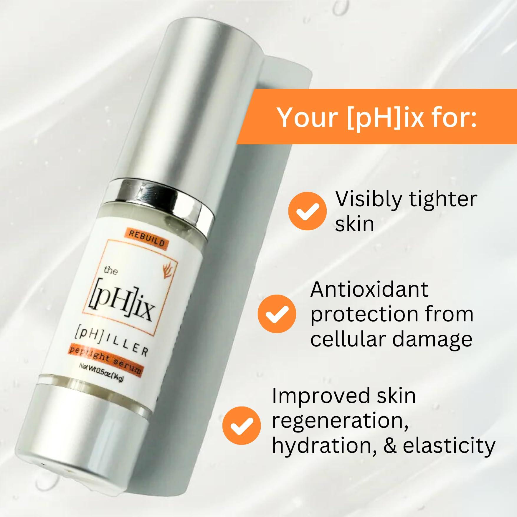 THE PHIX The PHIX pHiller Peptide Serum - Advanced Anti Aging Face Tightening Serum for Fine Lines and Wrinkles, Hydrating Peptides Facial Formula for Skin, with Argireline + Tripeptides; Vegan (1oz)