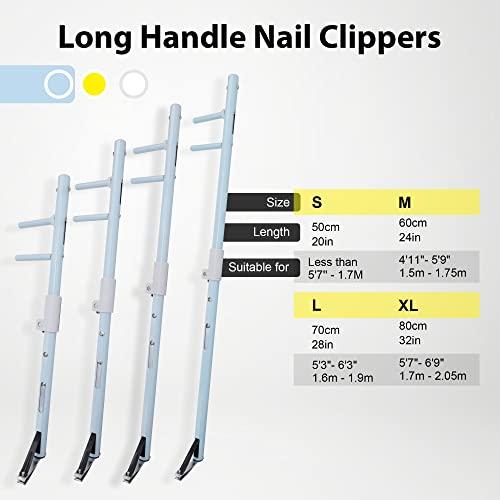 DEPSUNNY Lightweight Long Handled Toenail Clippers Wide Jaw Opening, Easy Reach Pedicure Auxiliary Tools, Free Bending, for Thick Nails, for The Seniors, Overweight, Disabled (Seafoam Green, XL-32" / 80cm)