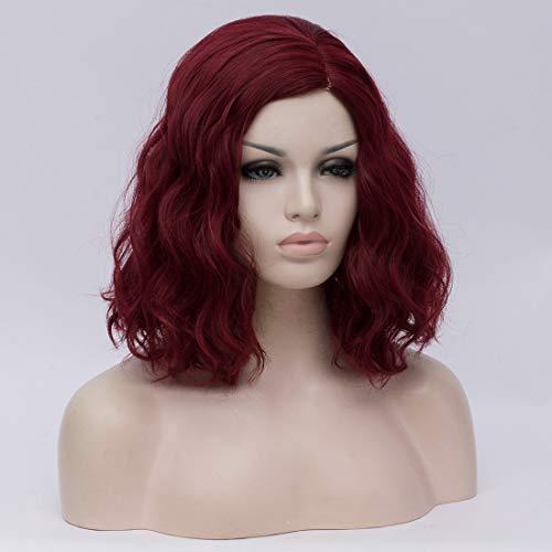 Cying Lin Cying Lin Short Bob Wavy Curly Wig Wine Red Wig For Women Cosplay Halloween Wigs Heat Resistant Bob Party Wig Include Wig Cap (Wine Red)