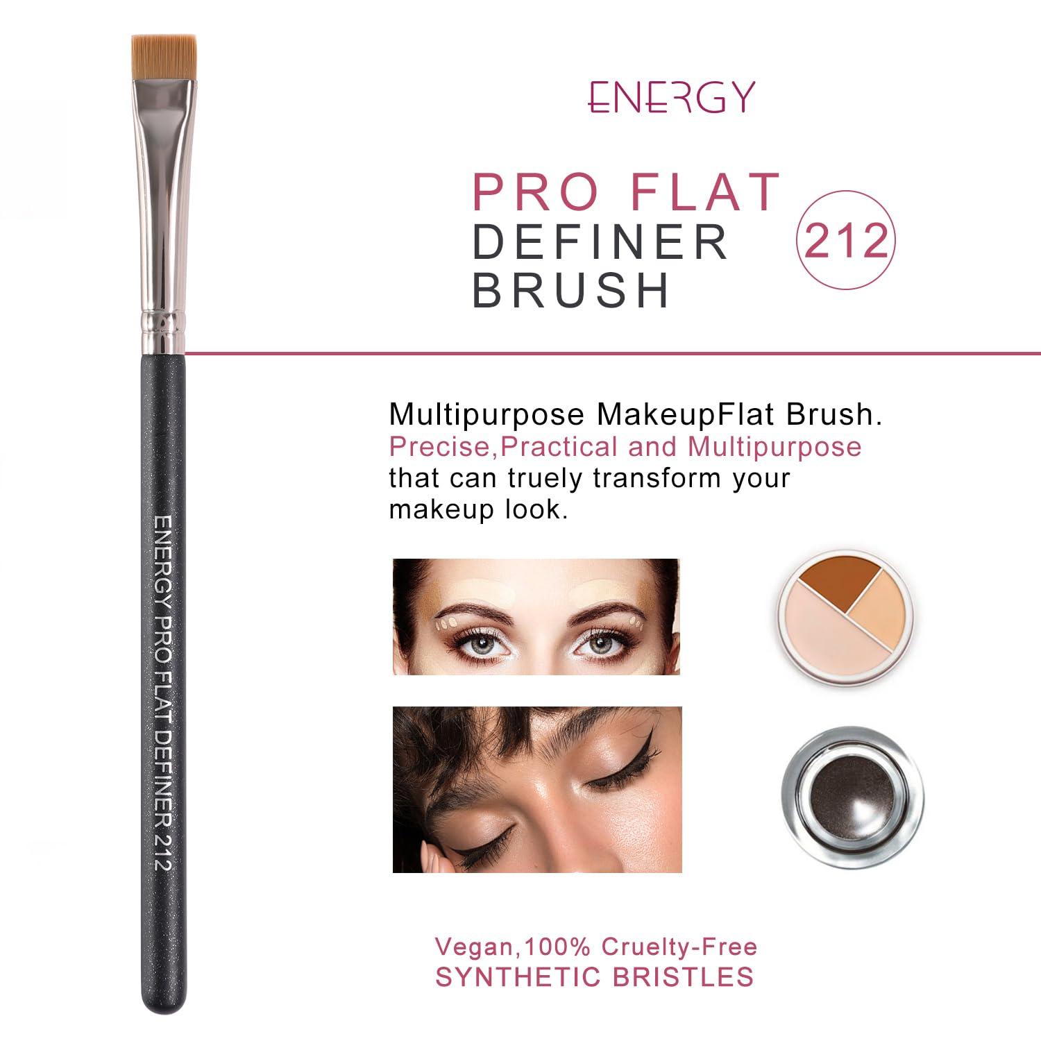 ENERGY ENERGY Flat Concealer Brush for Eyeliner Eyebrows Defining Precision Lash Liner Brow Concealing with Gel Cream Firm Stiff Thin Synthetic Bristle Flat Definer Brush
