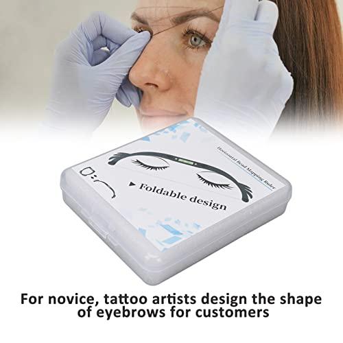 Dioche Bow Tattoo Line Ruler Foldable Eyebrow Makeup Ruler Microblading Permanent Makeup Eyebrow Marker Ruler Eyebrow Mapping Tool Kit Featuring Bow with String (Black)