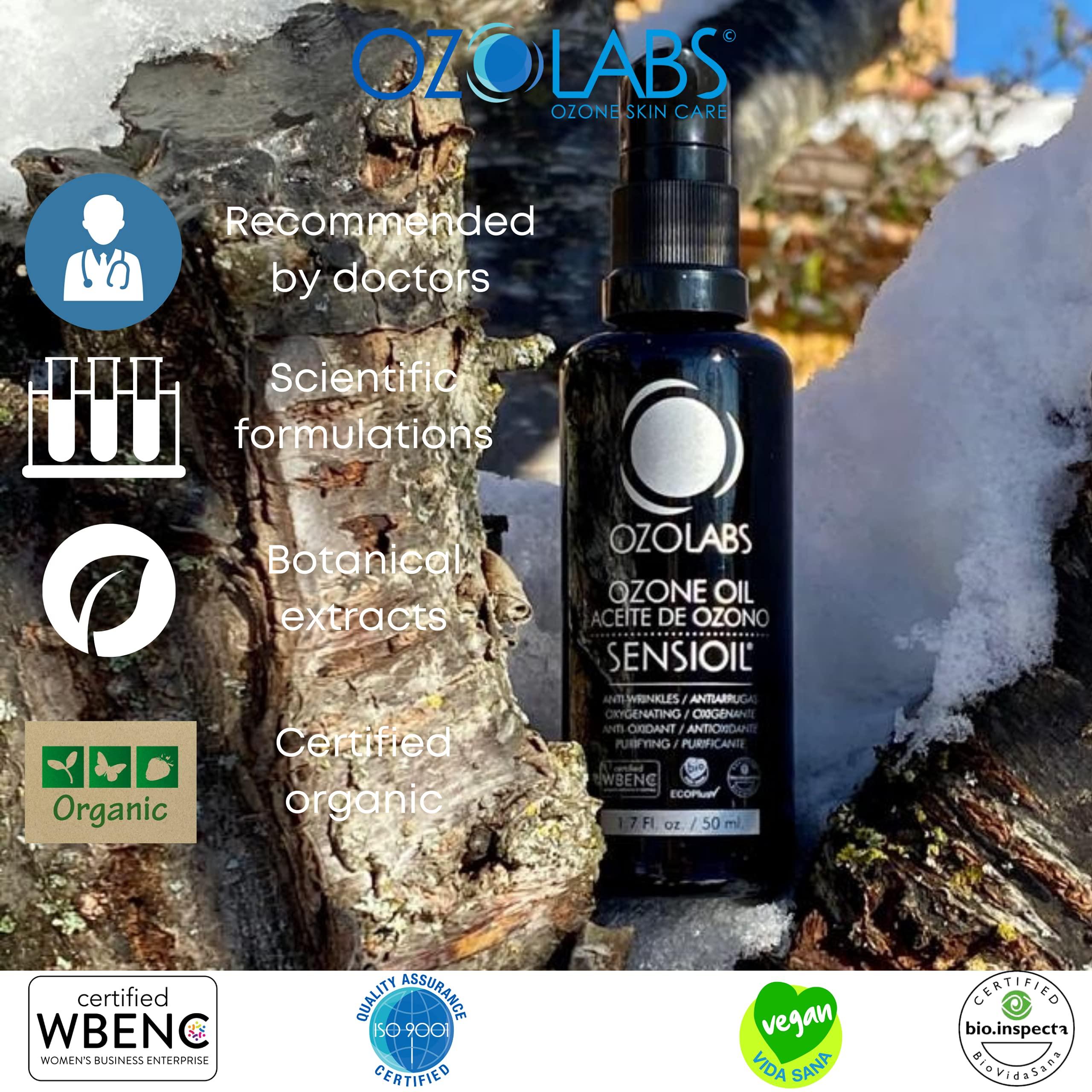OZOLABS OZONE SKIN CARE OZOLABS® | OZONATED OIL-SENSIOIL© | Exclusive blend of certified organic ozonated olive and sunflower oils | ISO 9001 | 1.7 fl. Oz.