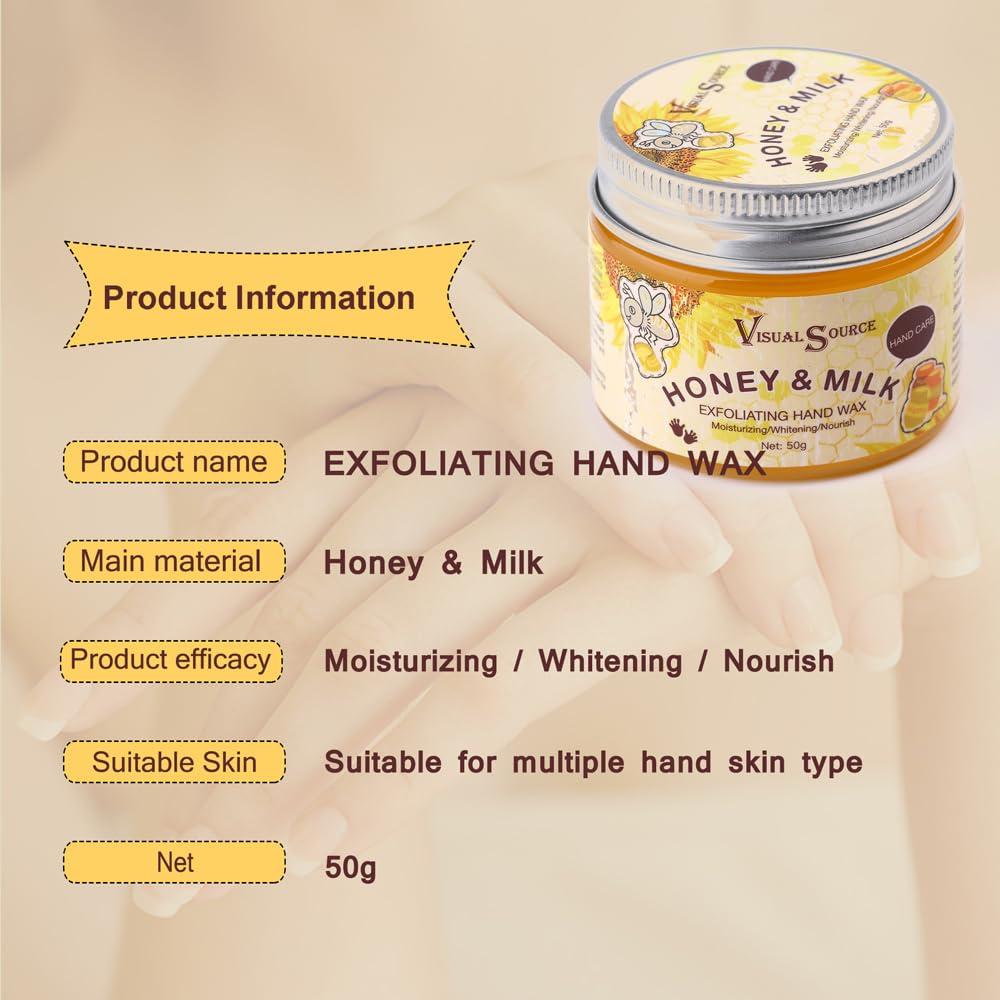 visualsource visualsource Honey Milk Hand Wax Mask Moisturizing Hands Paraffin Peel Off Wax Hydrating Nourishing Hand Repair Skin Hand Film Cream Exfoliating Calluses For Cracked Hands,Dry,Aging Hands