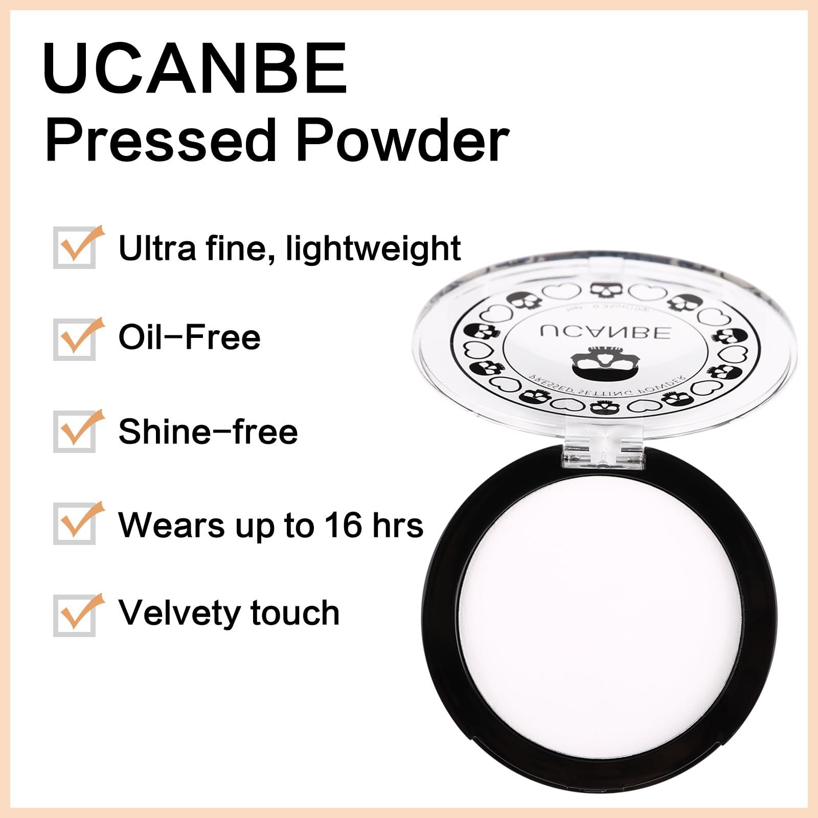 UCANBE UCANBE White Pressed Setting Powder for Special Effects & Halloween Makeup, Translucent Matte Finishing Powder, Baking White Face Powder for Long Lasting Coverage, Portable Compact