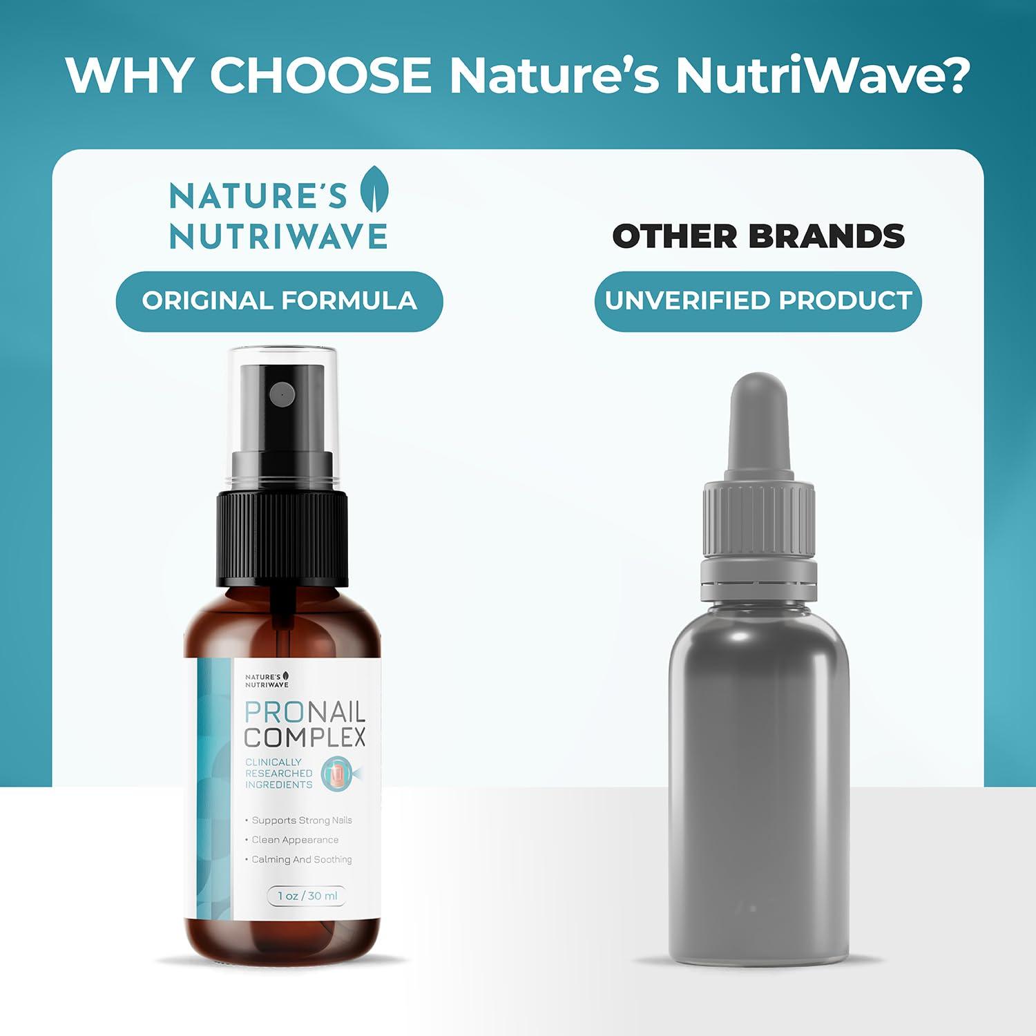 Natures NutriWave Pronail Complex Spray - ORIGINAL FORMULA Toenail Treatment Extra Strength, Restores Appearance of Discolored/Damaged Nails, Toe and Fingernail Repair - 100% Natural Ingredients - 6 Month Supply