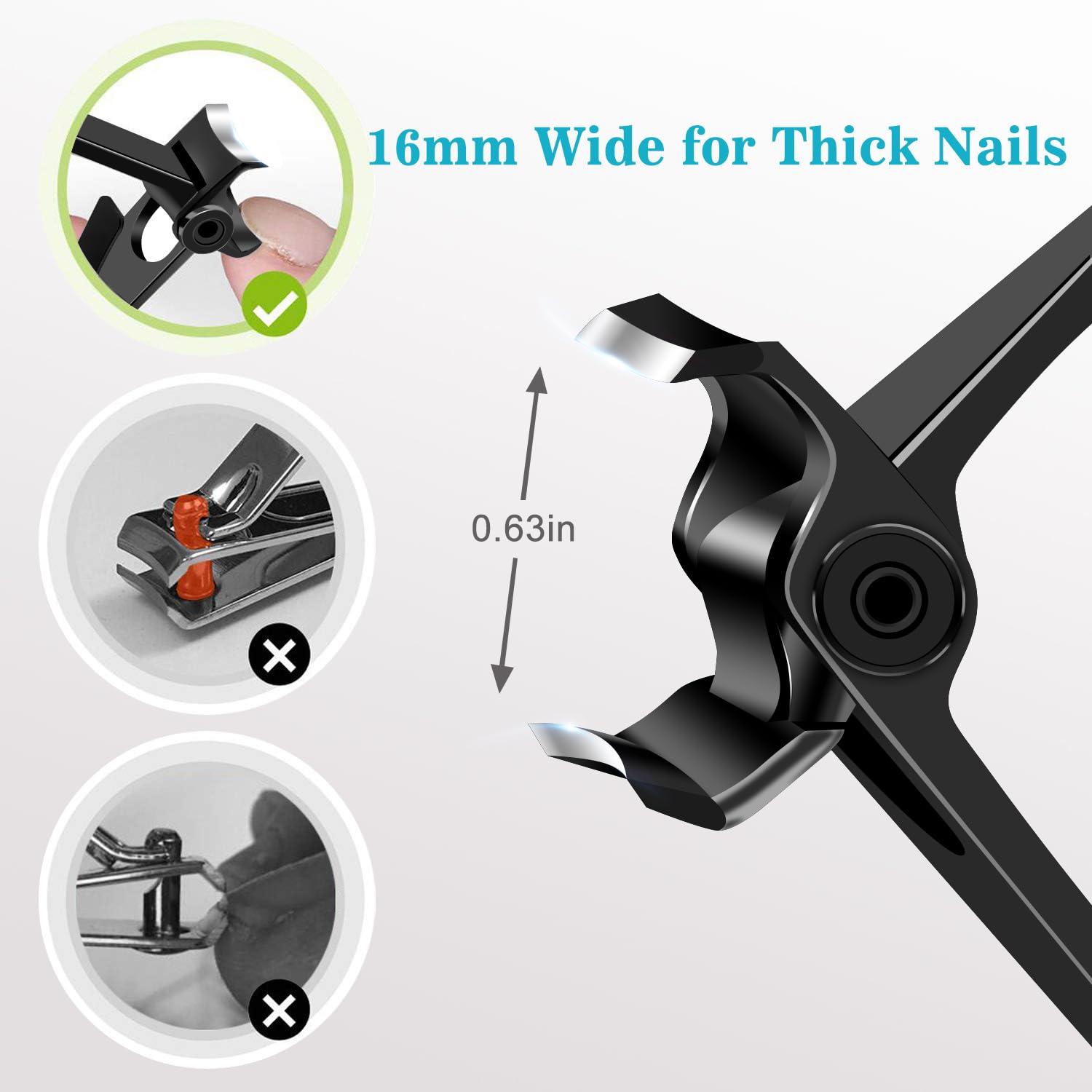 DRMODE Nail Clippers for Men Thick Nails,Upgrade Straight Toenail Clippers for Seniors with Wide Opening,Large Heavy Duty No Splash Ingrown Fingernail Clipper Nail Cutter with Catcher