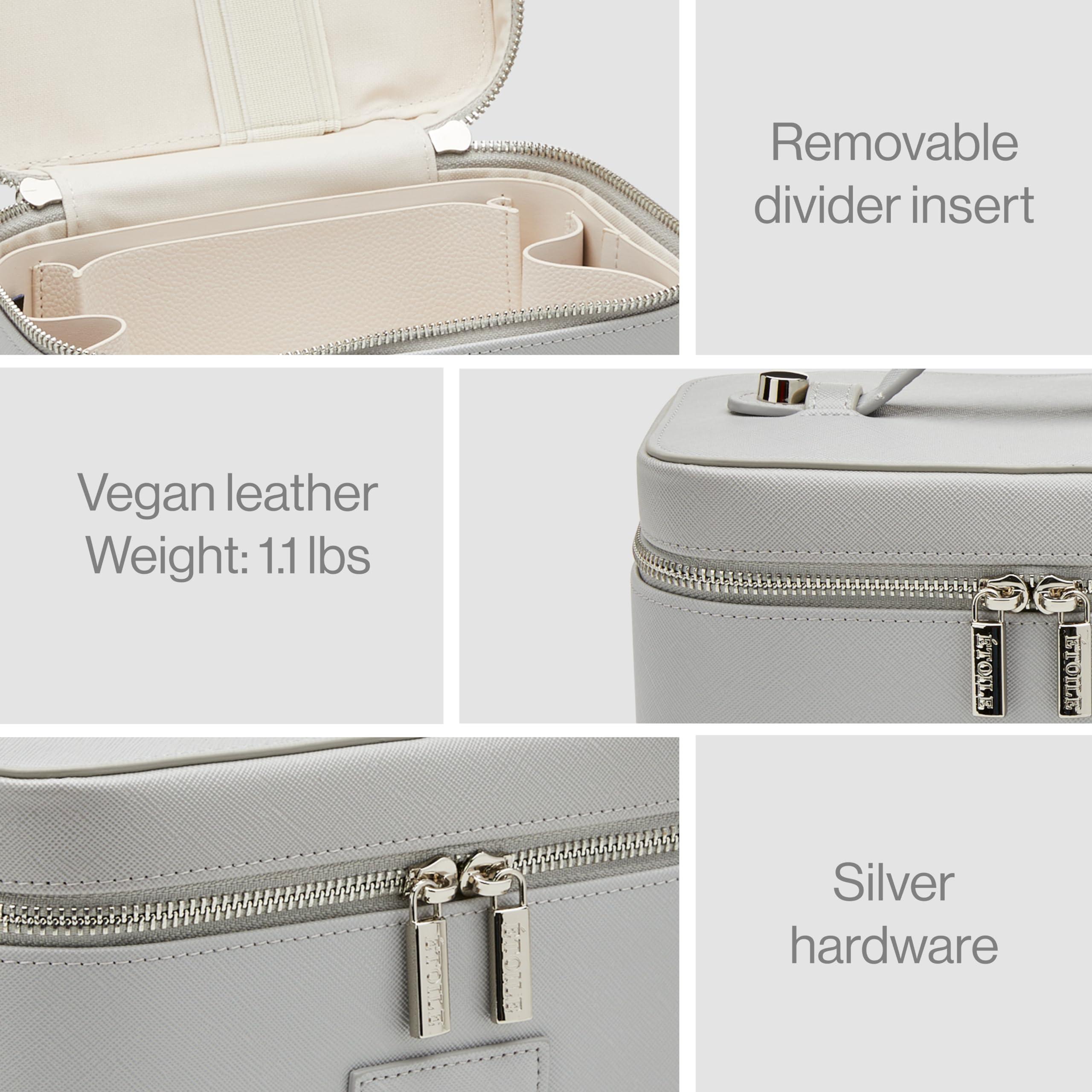 ETOILE ETOILE - Mini Vanity Case Grey - Stylish Travel Makeup Bag Organizer With Removable Dividers