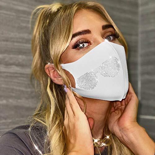 Fairyu Fairyu Crystal Face Mask Sparkly Rhinestone Washable Mask Halloween Ball Party Face Mask Jewelry for Women and Girls (White)