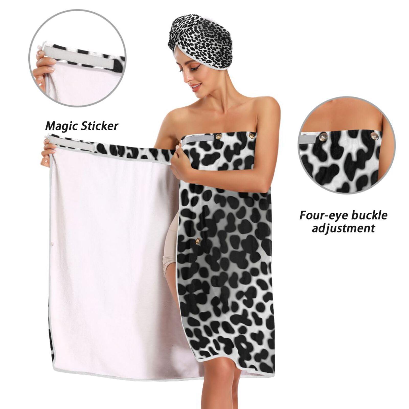 xigua xigua Leopard Print Bath Towels Set,Quick Drying Women Bath Wrap Towel with Dry Hair Cap Headband Highly Absorbent Bath Towel for Gym, Spa, Bathroom, Shower109