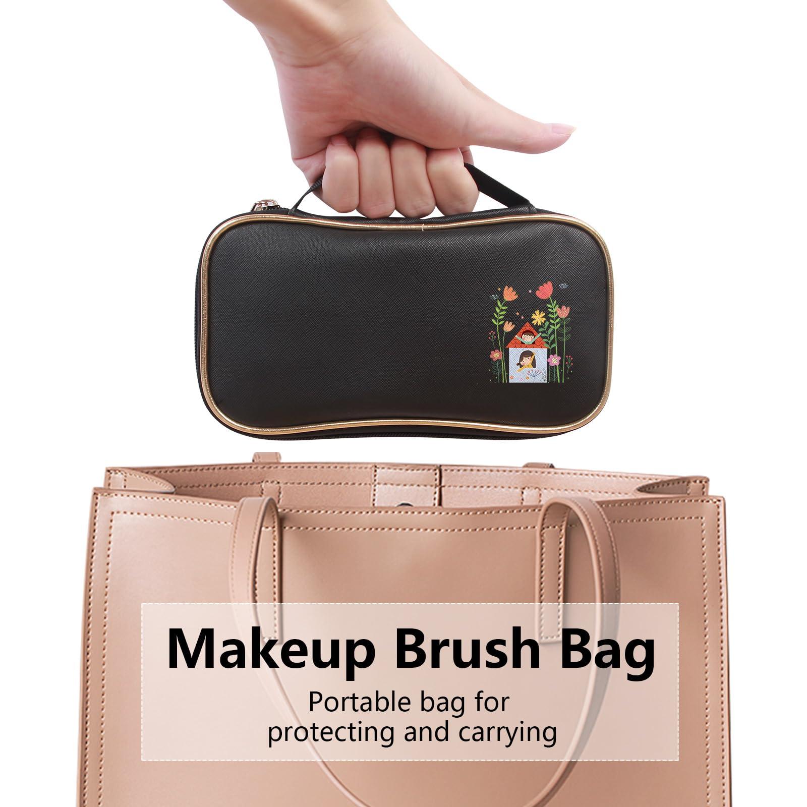 Vebermo Personalized Gift Custom Makeup Brush Set with Custom Brush Bag, 15 Pcs Premium Synthetic Personalized Makeup Brushes Foundation Eyeshadow Brush Powder Blush Concealers Brush Set(Champagne)