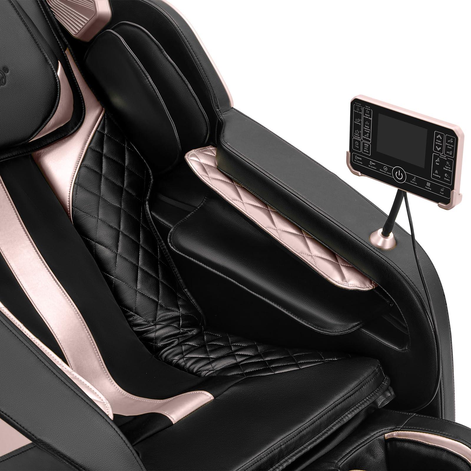 Artist hand Full Body Zero Gravity Massage Chair with Dual Core S-Track, Adjustable Airbag Compression, 2-Level Recline, and Back & Calf Heating, Rocking Massage Chair (Black & Gold)