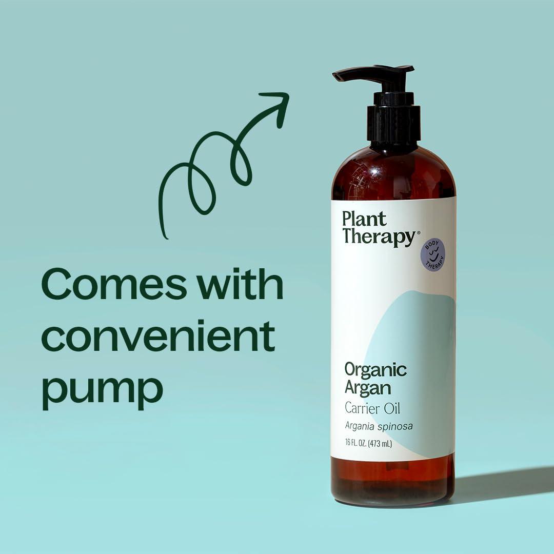 Plant Therapy Plant Therapy Organic Argan Oil, USDA Certified, First-Press, Virgin, for Face, Hair, Skin, Nails and Cuticles 16 oz