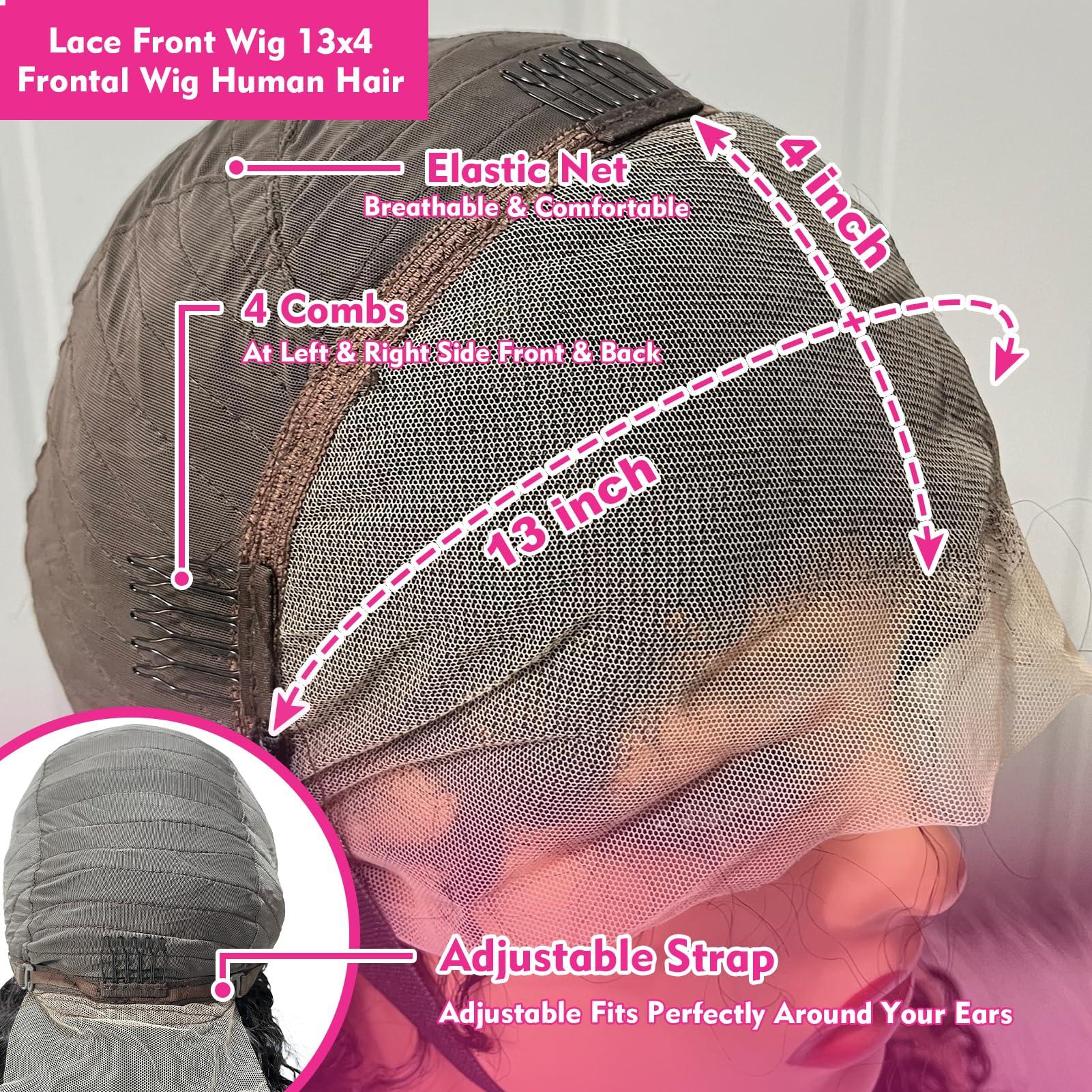 YEECHAEN YEECHAEN Water Wave Lace Front Wigs Human Hair 180% Density 13x4 HD Lace Frontal Wigs Pre Plucked with Baby Hair Wet and Wavy Curly Frontal Human Hair Wigs for Women Natural Color (16inch)