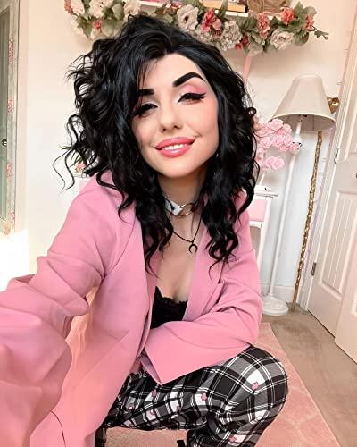 IMSTYLE IMSTYLE Short Lace Front Wig Black Synthetic Wig Short Bob Wigs for Women Natural Wavy for Cosplay and Drag Queen