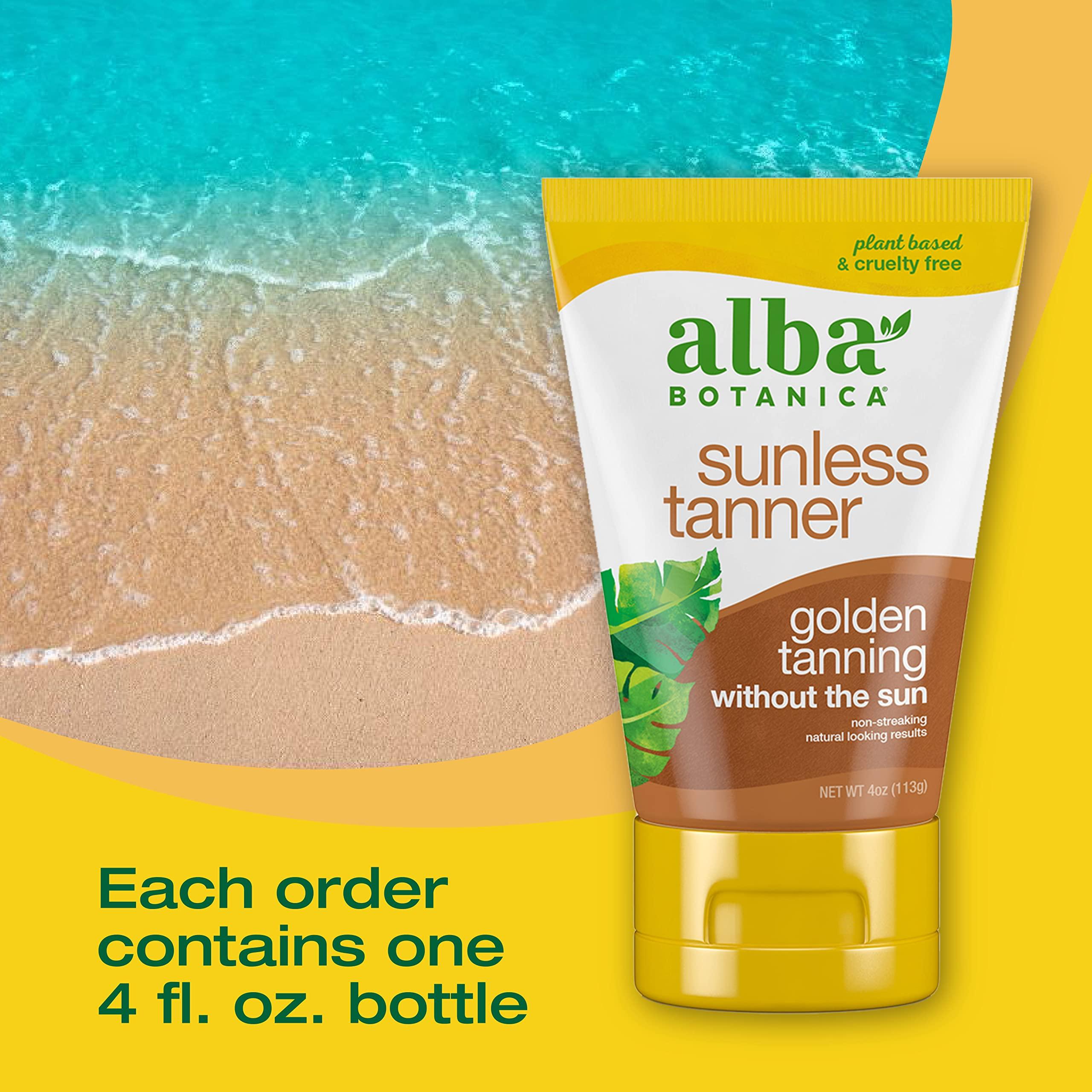 Alba Botanica Alba Botanica Sunless Tanner, Self-Tanning Lotion for Face and Body, Golden Tanning without the Sun, Non-Streaking and Natural Looking Self-Tanner, 4 oz. Tube (Pack of 2)