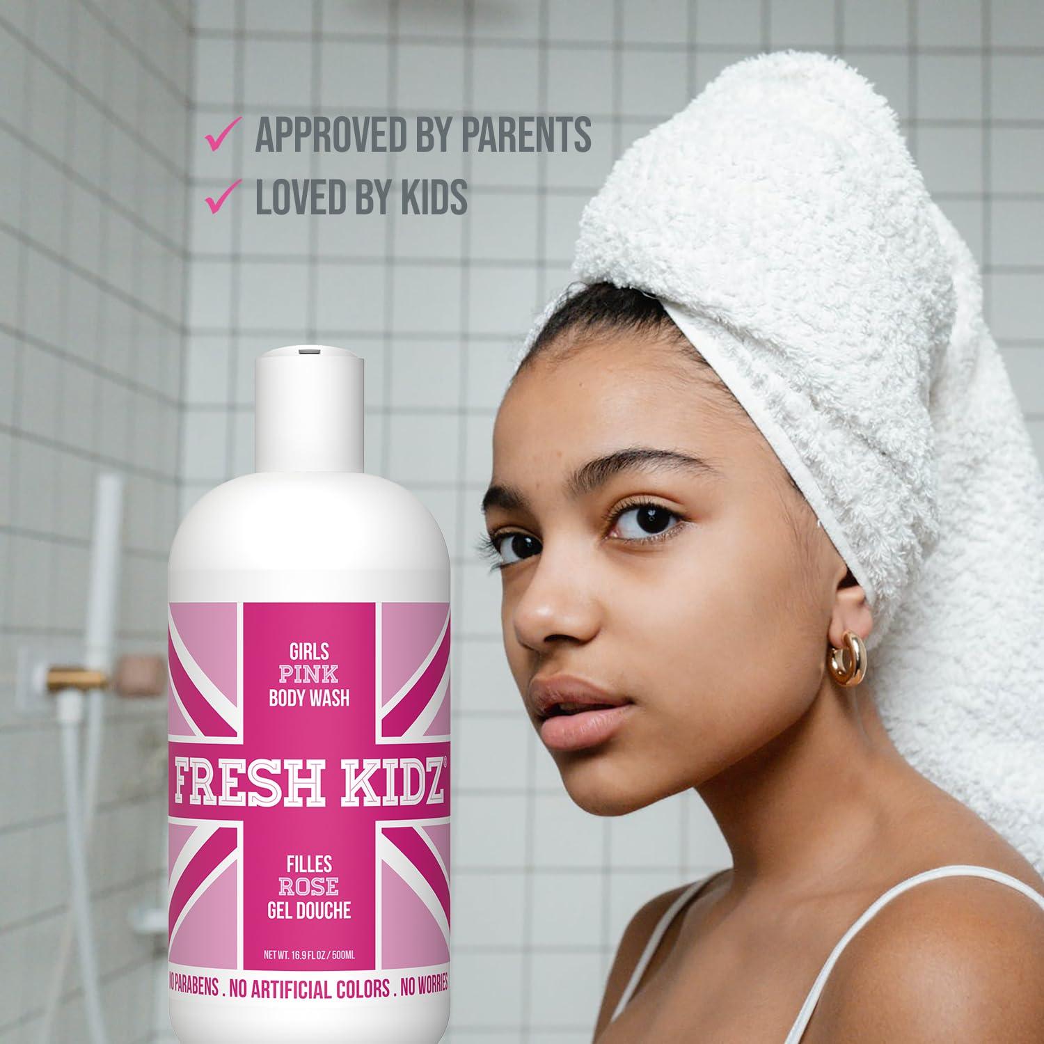 Fresh Kidz Fresh Kidz Body Wash for Kids and Teens - Gentle Bath and Shower Cleanser for All Skin Types - Girls Pink, 16.9 Fl.Oz.