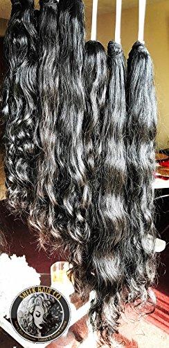 Sheek Hair Company Sheek Hair Co 14 Inch Indian Virgin Raw Human Hair Extension Hair Weave Bundles Body Wave Unprocessed Natural Light Brown to Dark Brown Color