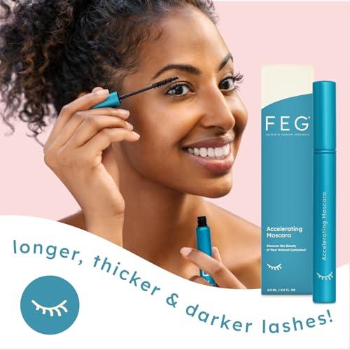 FEG FEG Accelerating Mascara with Growth Serum | Eyelash Growth Mascara with Natural Ingredients to Lengthen, Thicken, Curl, and Darken Your Lashes | Lengthens and Defines Eyelashes | 3 mL | Single Pack