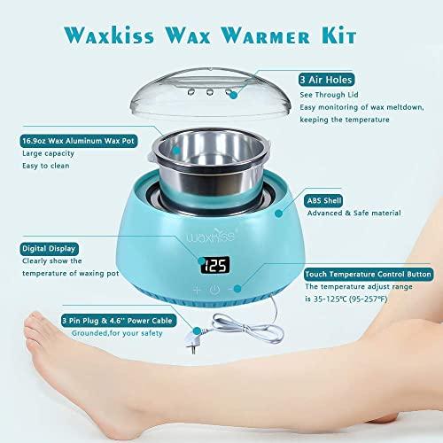 waxkiss Waxkiss 16.9oz Digital Electric Hot Wax Warmer Machine for Hair Removal Touch Control Display Wax Heater for Melt Hard Wax -Teal Green