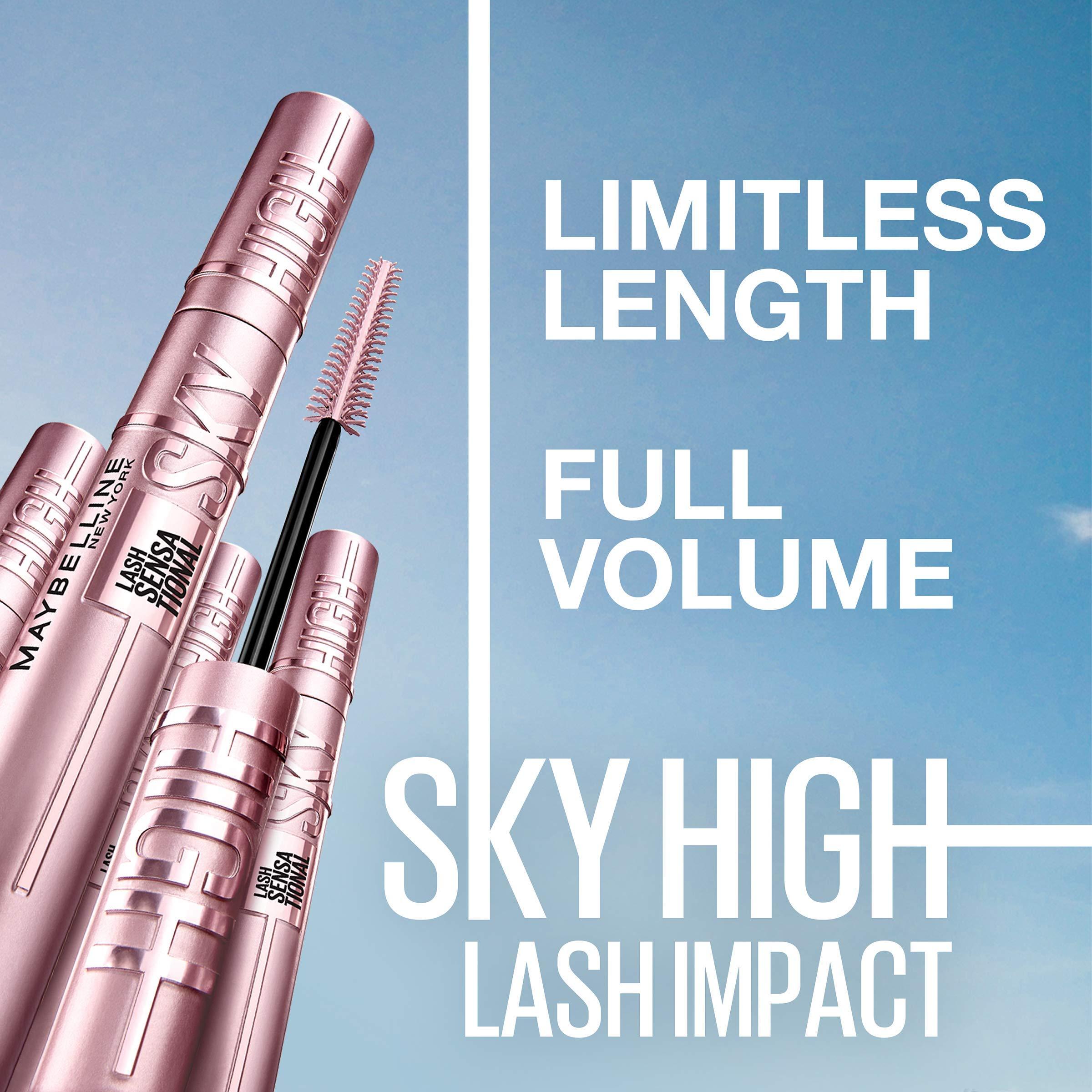 MAYBELLINE Maybelline Lash Sensational Washable Mascara, Lengthening and Volumizing for a Full Fan Effect & Lash Sensational Sky High Washable Mascara Makeup, Volumizing, Lengthening, Defining