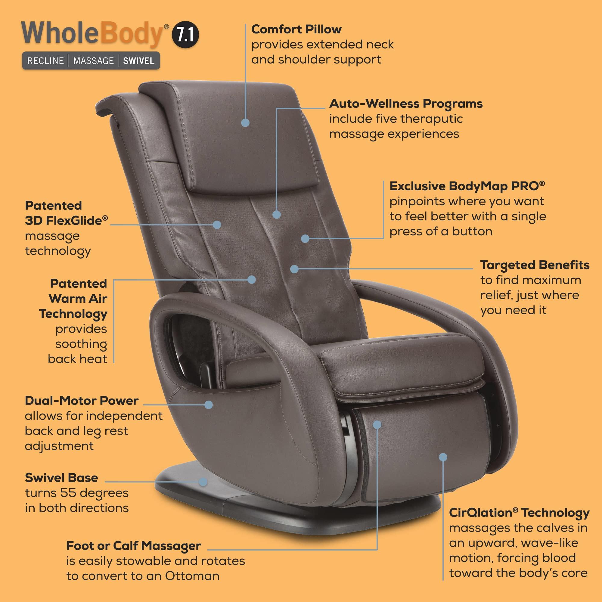 Human Touch Human Touch WholeBody 7.1 Living Room Recliner Massage Chair - Full Body Professional Grade Personal Massage - Relaxation w Heat for Targeted Stress + Muscle Pain Relief with Foot Calf - Espresso