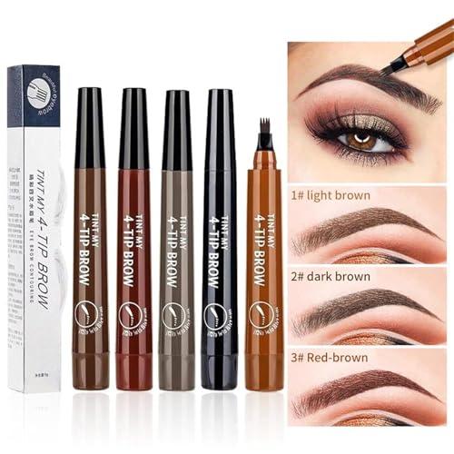 Yipane Lightsbetter Waterproof Brow Pen, Tint My 4 Tip Brow Waterproof, 4 Tipped Precise Brow Pen, Microblading Eyebrow Pen 4 Fork Tip Tattoo Pencil (4#)