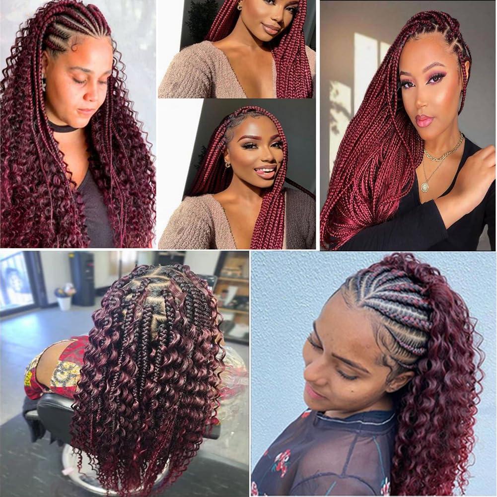 Kiss darling LASHES Hair Bulk Brazilian Human Hair Bulk for Braids Deep Wave Curly Bulk Human Hair for Braiding No Weft Deep Wave Virgin Human Braiding Hair 22inch 99J# (Wine Red)