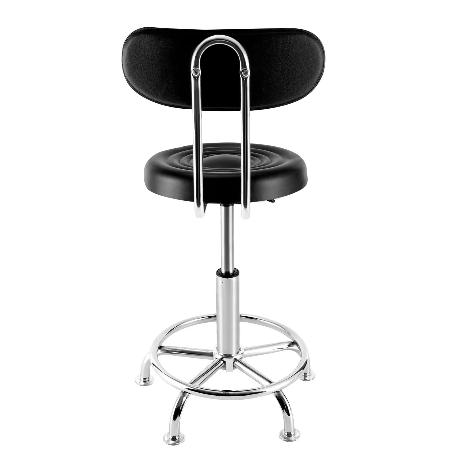 QIUTMER QIUTMER Chair Stool Salon Chair with 360 Swivel Seat Height Adjustable High Barber Cutting Stools with Backrest Black for Home Office Barber Shop