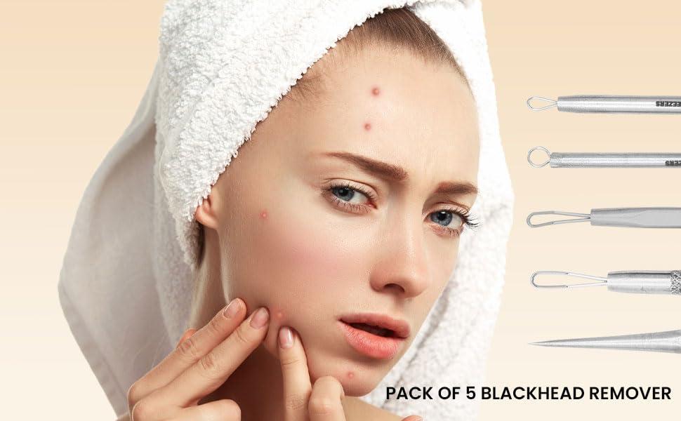 GMI-TWEEZERS GMI-TWEEZERS Blackhead Remover- 5 Piece Blackhead Extractor Tools Set for Pore Vacuum Extraction- Professional Grade Facial Cleaning & Blemish Removal- Blackhead Extractor Tools.