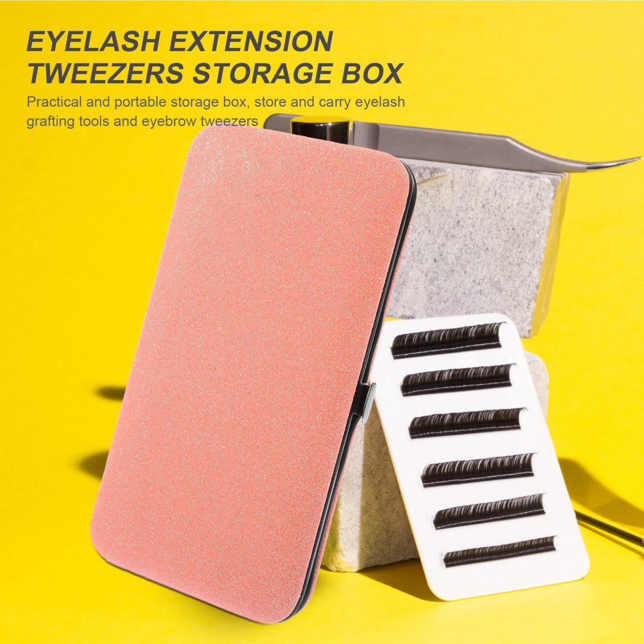 DOITOOL DOITOOL Box Tweezers Storage Bag Eyelash Holder Lashes Tweezers Travel Case Eyelash Container Lash Containers Lash Tweezers Eyelash Extension Tweezers Organizer Makeup Tools Make up Pink