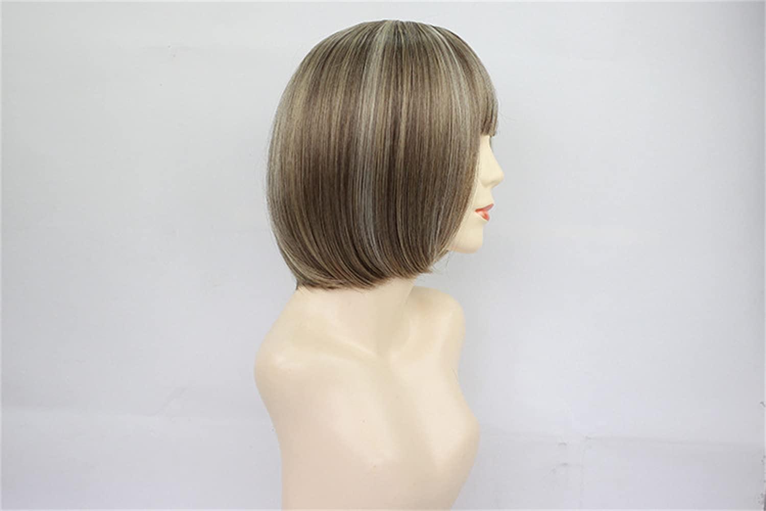 MSHUI MSHUI pixie Cut Wig Bob Wavy Natural Looking hair for Women (Flaxen)