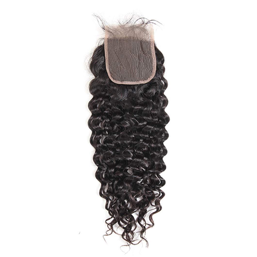 SSJFZM 3 Bundles With Closure Natural Wave Remy Human Hair Bundles With Closure Peruvian Hair Bundles With Closure 4X4 Lace Natural Color 16 16 16 & Closure14