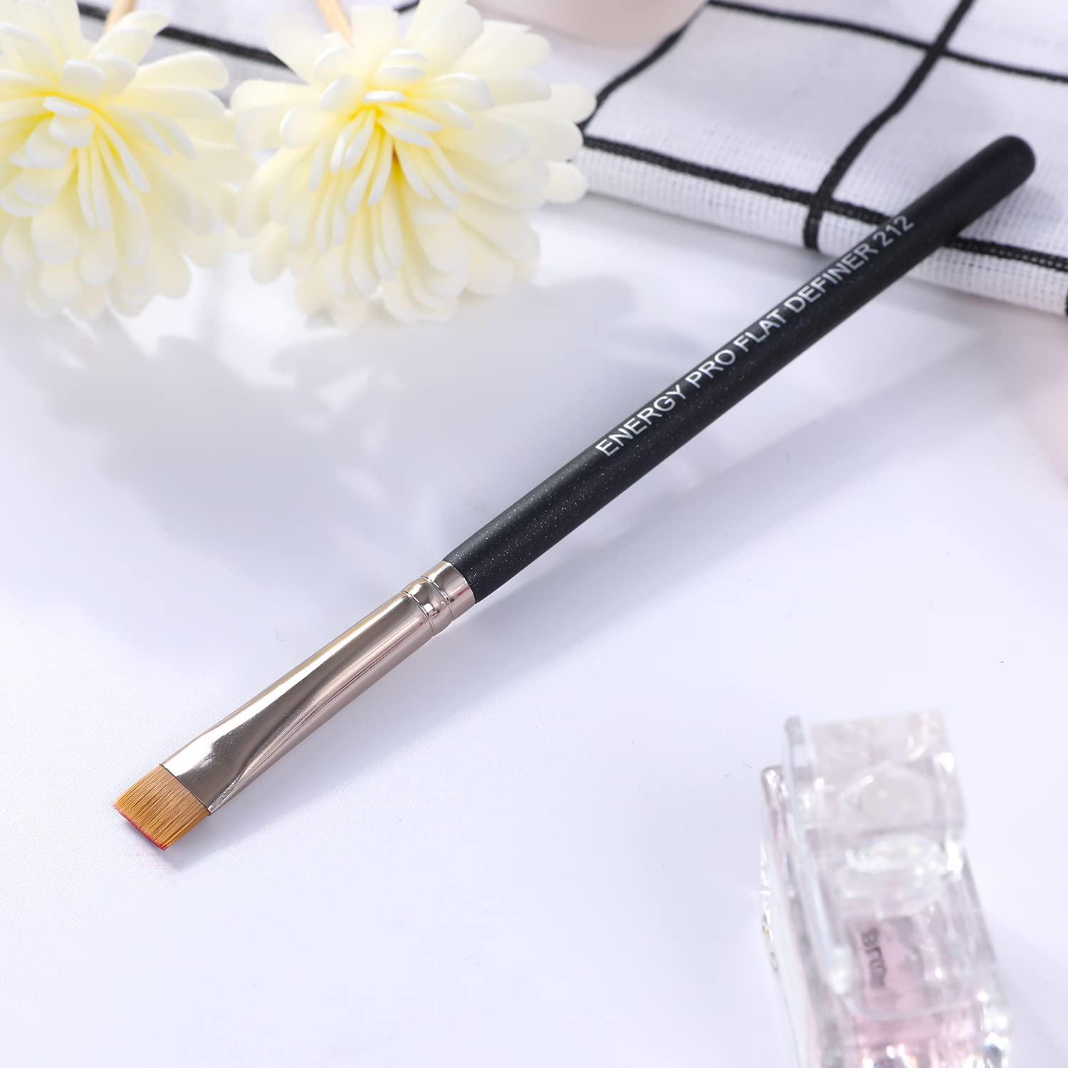 ENERGY ENERGY Flat Concealer Brush for Eyeliner Eyebrows Defining Precision Lash Liner Brow Concealing with Gel Cream Firm Stiff Thin Synthetic Bristle Flat Definer Brush