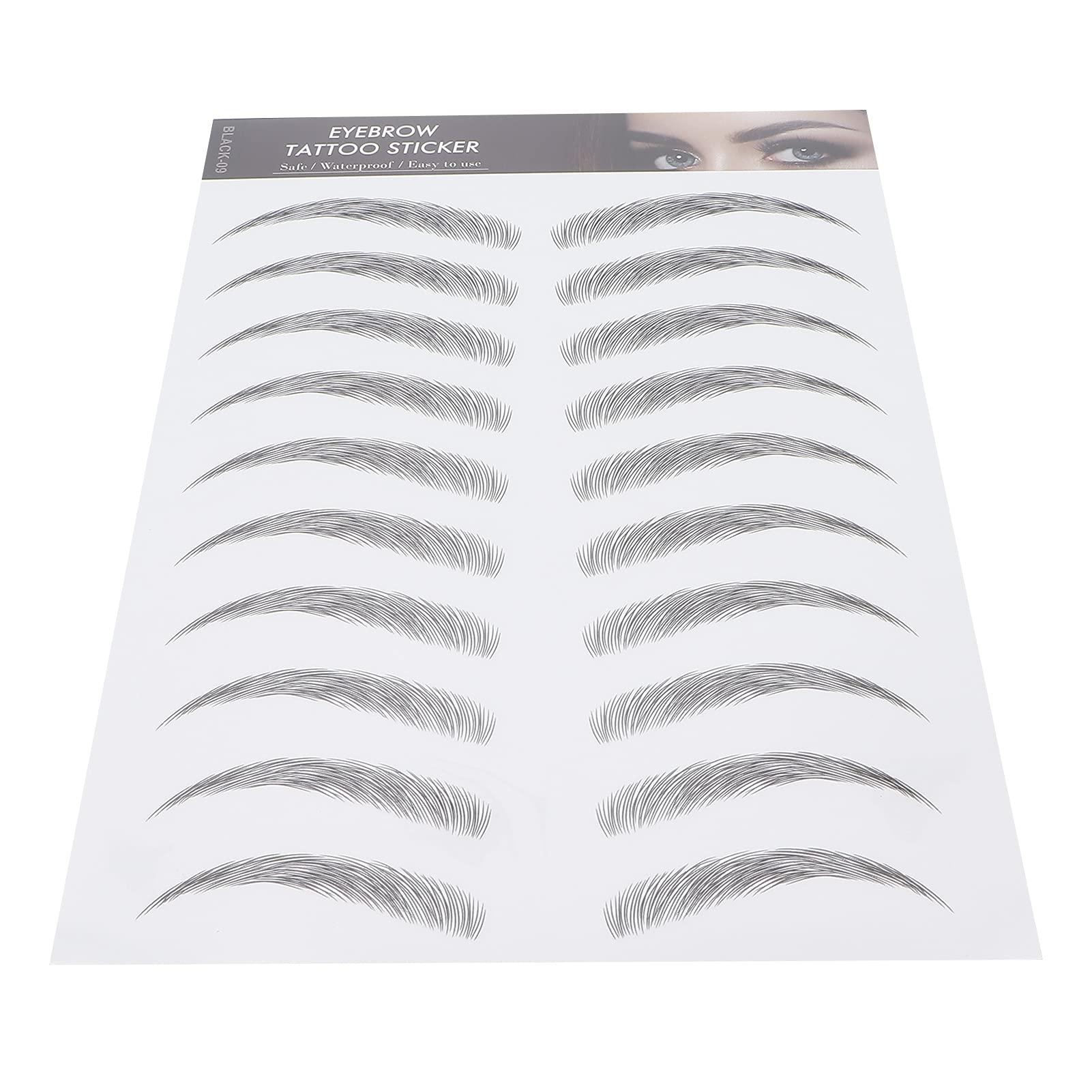 Brrnoo Eyebrow Sticker, Hair-Like Authentic Eyebrows, Long Lasting False Eyebrows Makeup Sticker for Women Girls(BLACK-09)