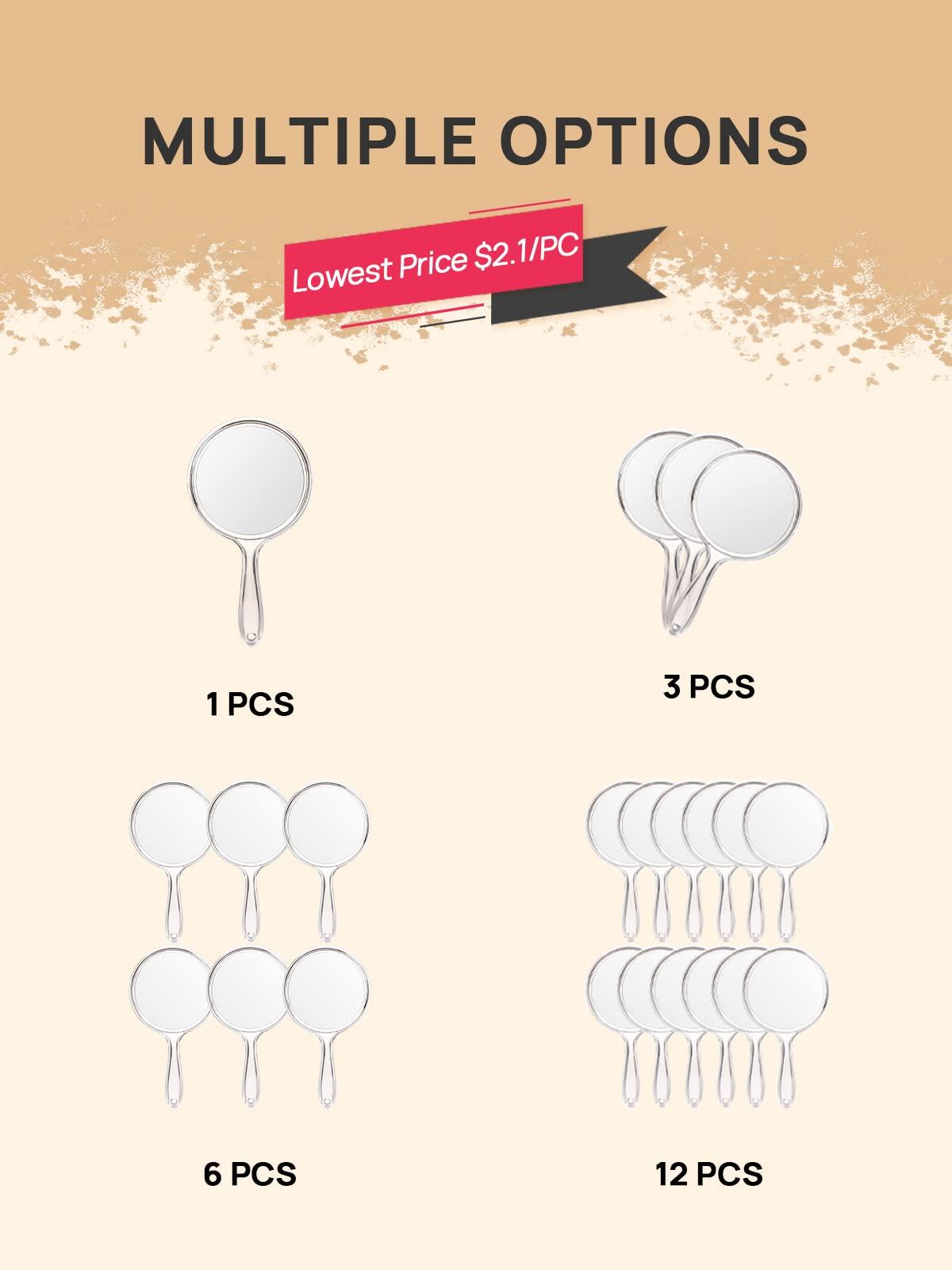 OMIRO OMIRO Hand Mirror, Double-Sided Handheld Mirror 1X/3X Magnifying Mirror with Handle, Pack of 1 (Transparent Blue)