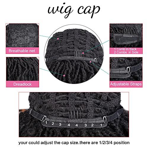 SUN LOCS SUN LOCS 6 Inch Short Dreadlocks Wigs for Black Women and Man with Clips In Synthetic Faux Locs Braided Wigs Afro Twists Dreadlocks Full Hair Replacement Wigs (1B/30#)