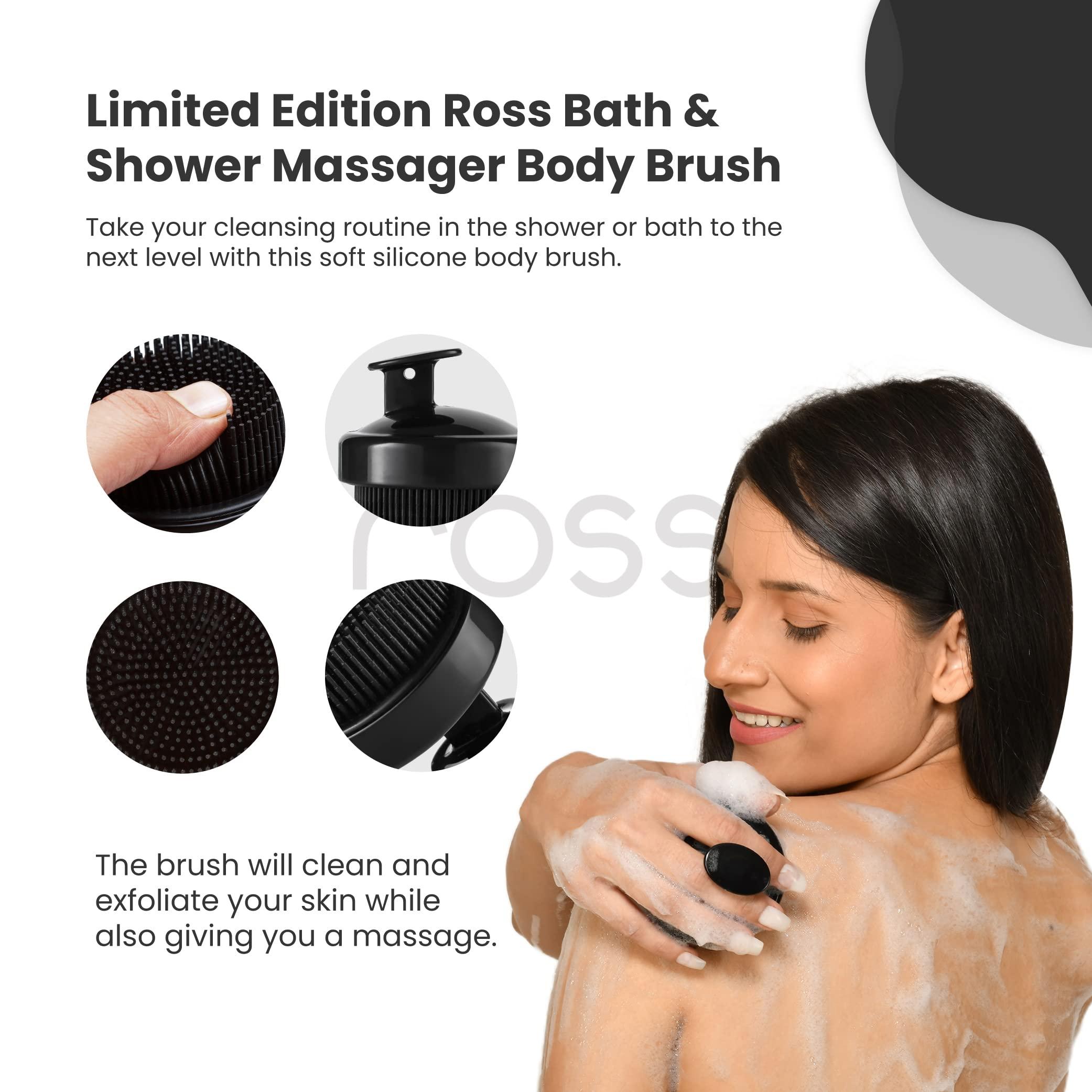 Ross Ross Bath & Shower Massager Body Brush with Soft Silicone Bristles (Black)