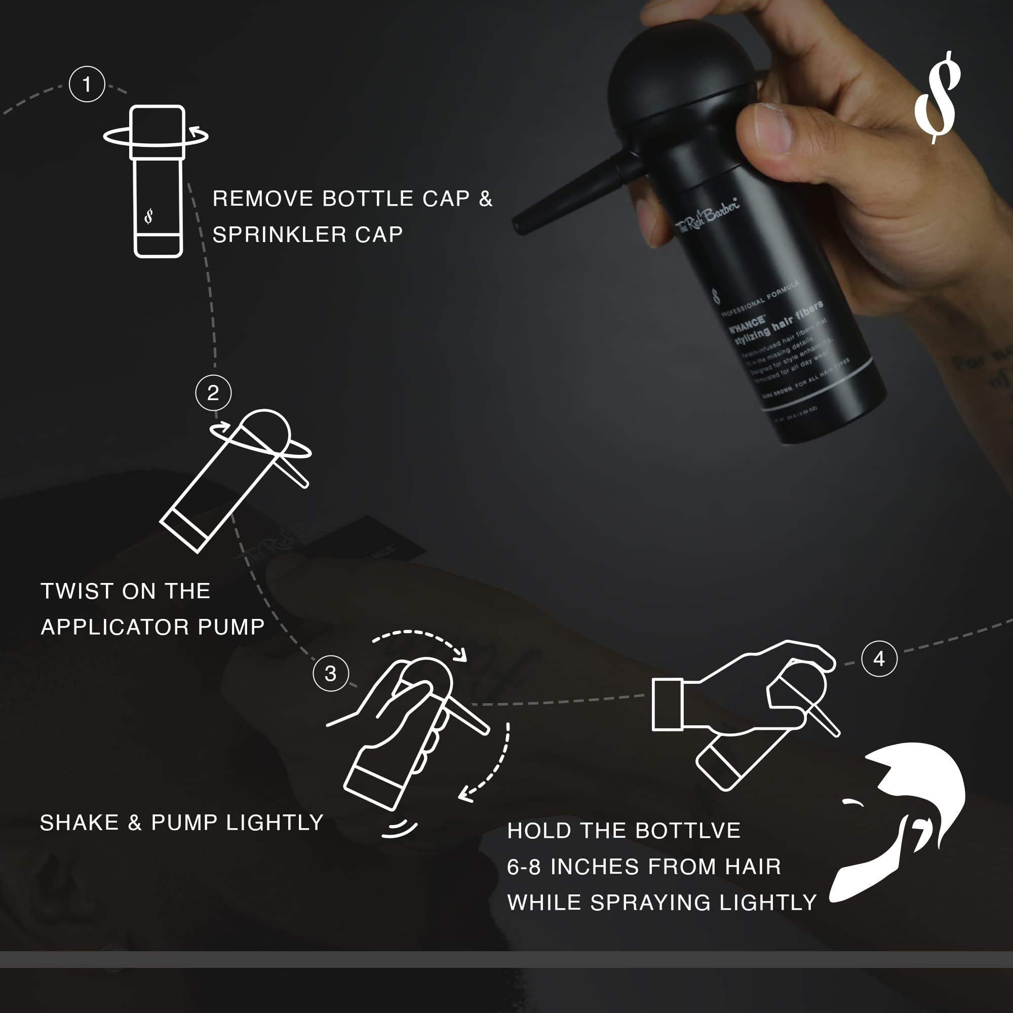 The Rich Barber The Rich Barber N'Hance Pro Barber Kit I - Professional 3-in-1 Hair & Beard Styling Set - Keratin-Infused Hair Building Fibers, Applicator Pump, Application Card - Hairline Enhancer & Volumizing Spray