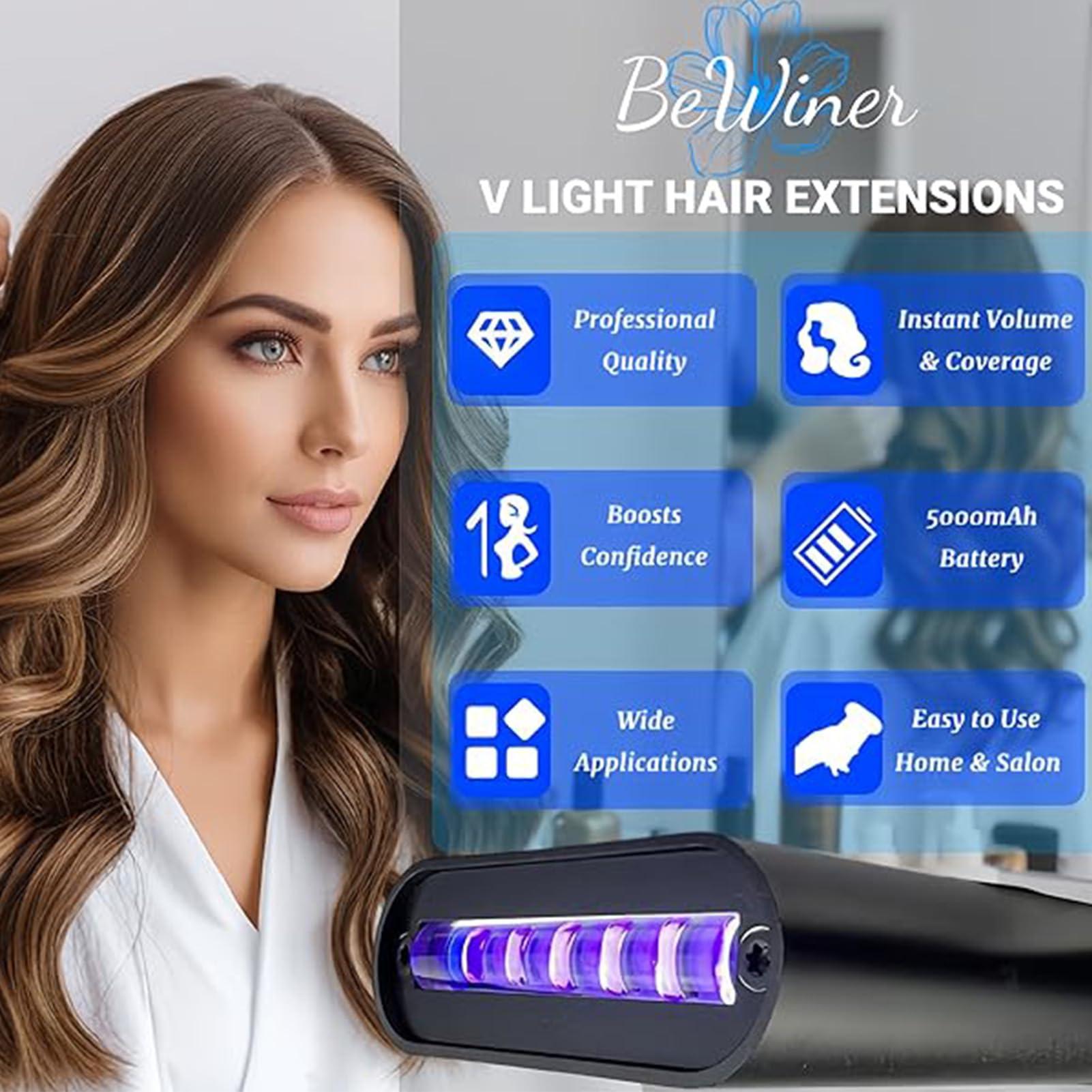 Zunate Hair Extension V Light, V Light Extensions Kit V Light Hair Extension Machine, V Light Hair Extensions Lamp, Rechargeable Portable Extension Lamp for Home Salon, Fast Curing Wig
