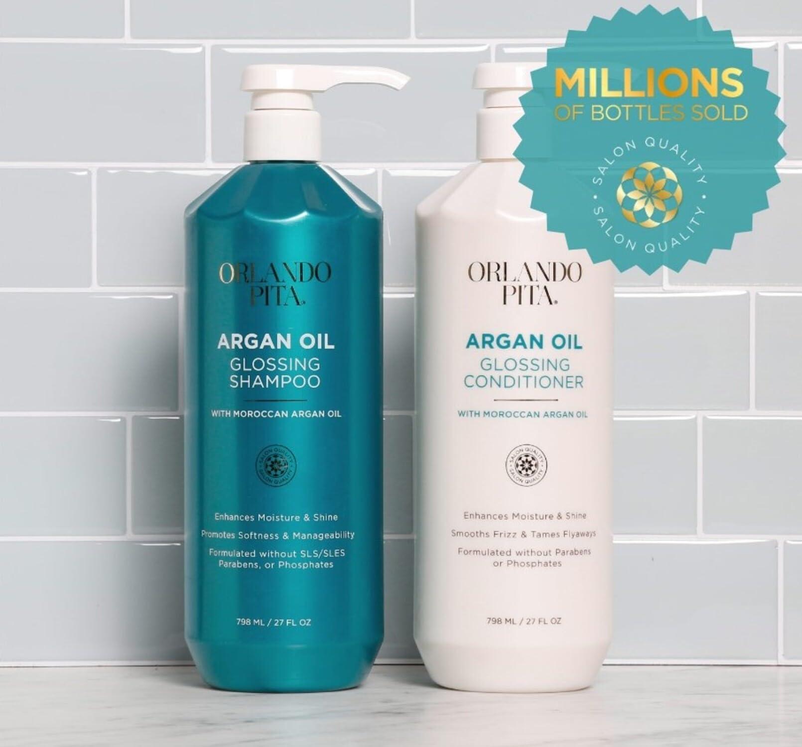 ORLANDO PITA PLAY ORLANDO PITA Argan Oil Shampoo and Conditioner Set, 27 Fl Oz Value Pack- Premium Nourishing Hair Care for Men & Women - Professional Moisturizing, Anti Frizz, Hydrating Solution for Dry, Damaged Hair