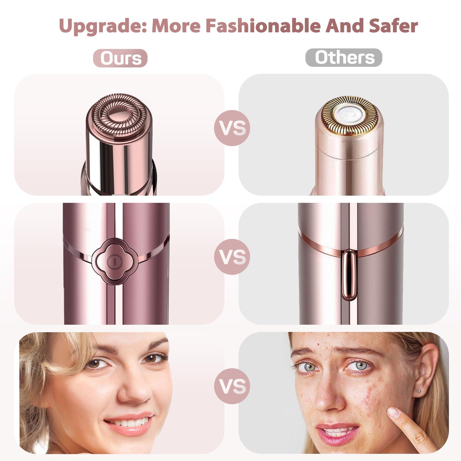 gurelax Facial Hair Removal for Women, Electric Painless Rechargeable Facial Hair Remover for Face, Lip, Chin with 2 x Replacement Heads