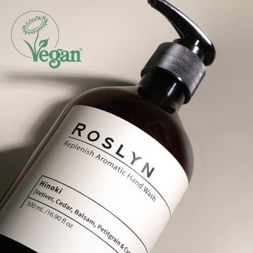ROSLYN ROSLYN Aromatic Hand Wash, Scented Liquid Hand Soap, Pack of 1, 16.9 fl oz, Hinoki, 100% Vegan