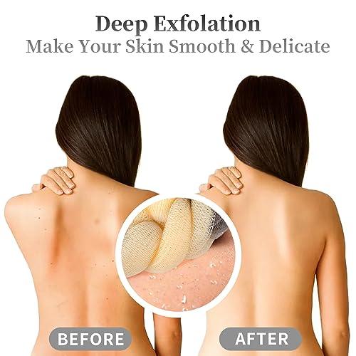 BCKENEY BCKENEY Bath Loofah Sponge Back Scrubber Soft Mesh Body Wash Long Lofa Exfoliator Shower Puffs for Women & Men Bath Accessories Cleaning Tool (2Pack 50G Cameo Brown + Grey)