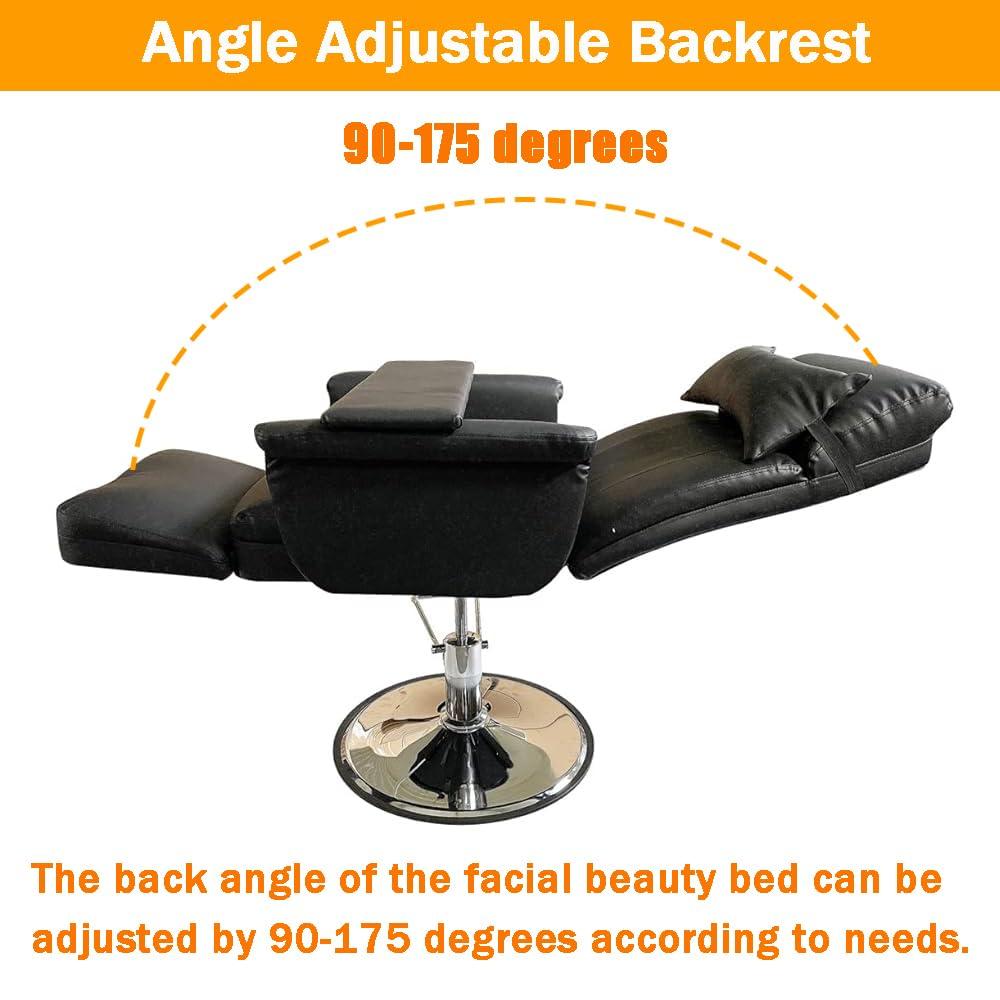 INTBUYING INTBUYING Beauty Bed Chair Black Hydraulic Pressure Facial Bed Spa Table Salon Chair Adjustable Salon Massage Bed Chair 360 Degree Rotating for Beauty &Home Office Chair Max Load 440lb