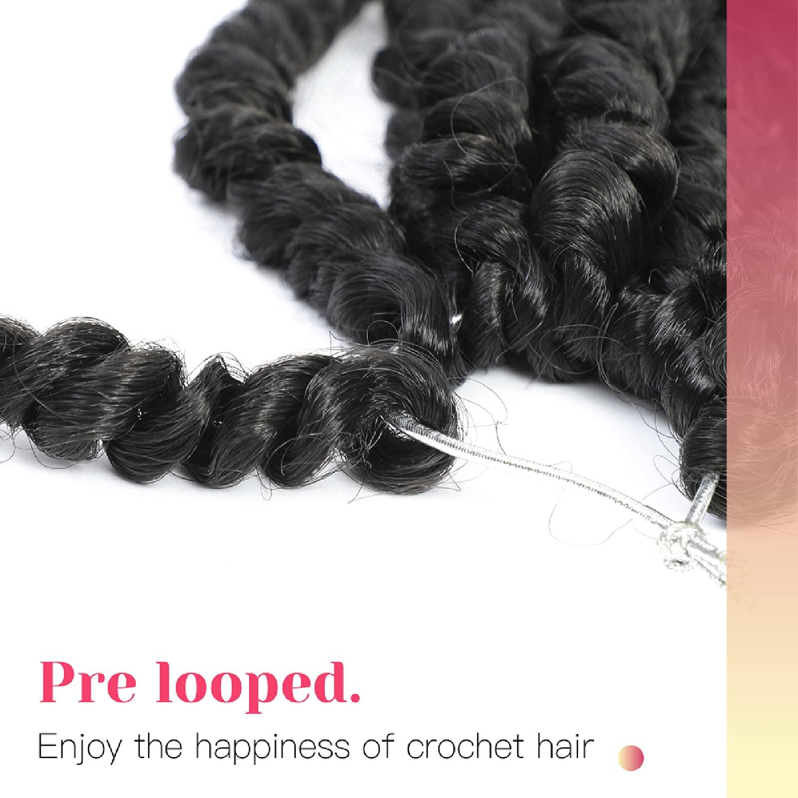 BOHOBABE The BOHOBABE Pre-twisted Passion Twist Crochet Hair 18 Inch Long Pre-looped Crochet Passion Twist Braiding Hair 8 Packs Soft Bohemian Twists (1B)