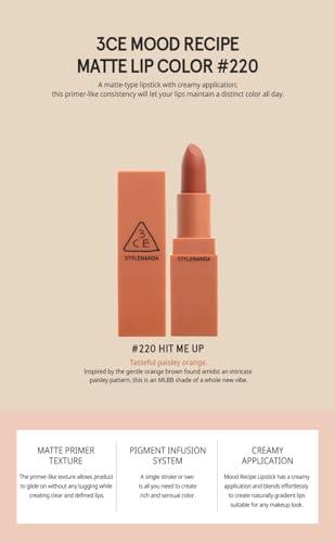 3CE 3CE (MOOD RECIPE) (MATTE LIP COLOR #220)