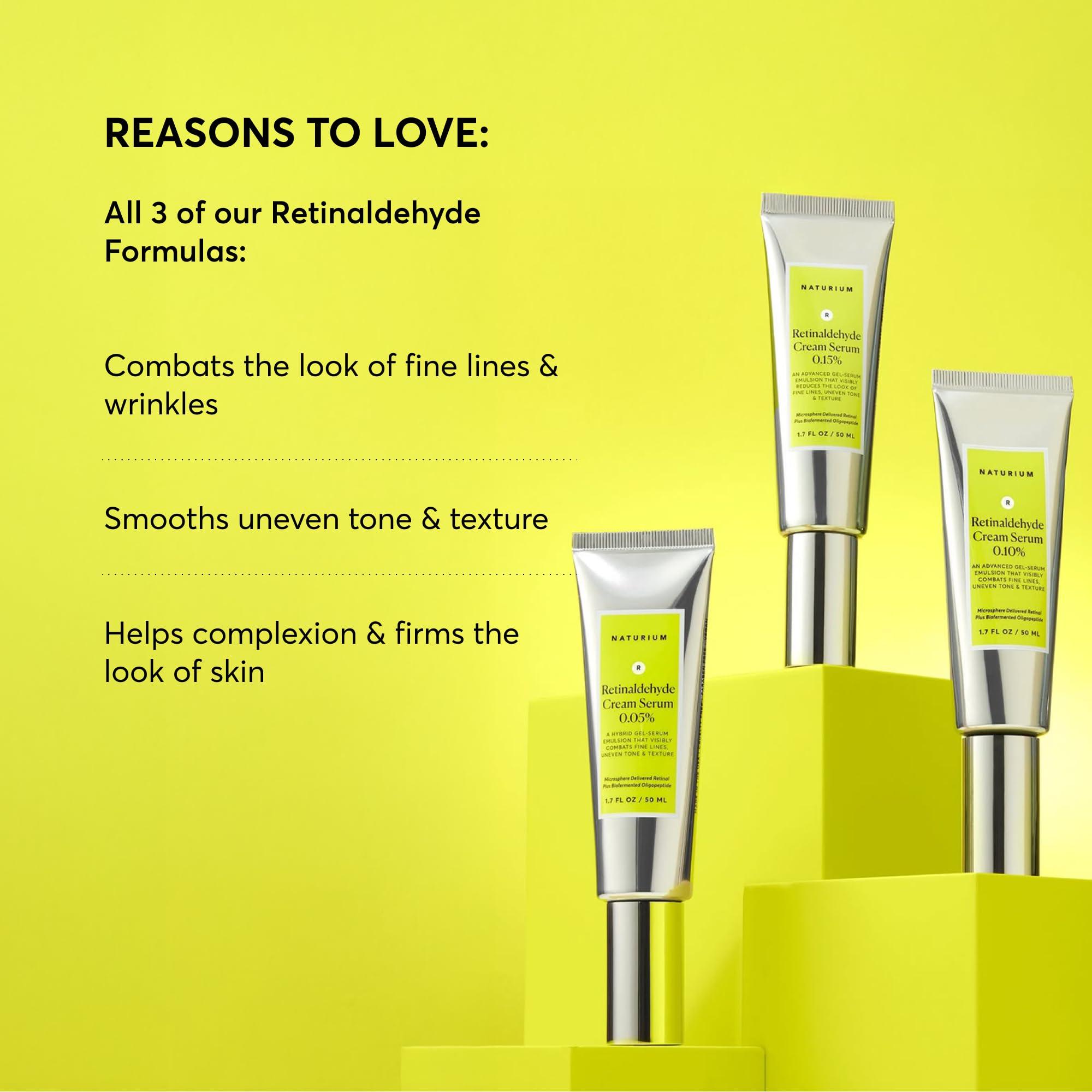 Naturium Naturium Retinaldehyde Cream Serum 0.10%, Advanced Anti-Aging & Smoothing Potent Face & Skin Care, 1.7 oz